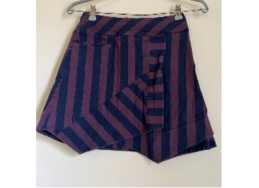 CUE Striped Asymmetrical Hemline Mini Skirt Cotton Blend Size 6