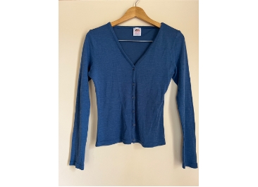 FIORUCCI Vintage Blue Knit Longsleeve Button Up Cardi Size 12