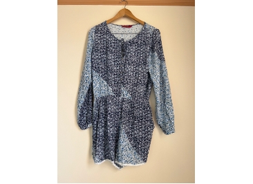 TIGERLILY Blue LongSleeve Romper/Playsuit Floral/Paisley Rayon Hippy/Boho Size12