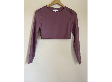 KOOKAI Mauve Purple Round Neck Long Sleeve Crop Top Size 1 Poly Elastane Blend