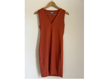 KOOKAI Burnt Orange Classic Fitted Nylon Elastane Blend V Neck Dress Size 2