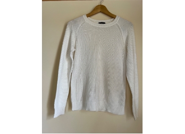 CUE Slim Fit Longsleeve Cream Cotton Blend Sweater Size Small