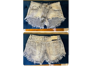 ONE X ONE TEASPOON ‘AHH F*** YEAH’ Cut Off Distressed Shorts Size 26 Light Denim