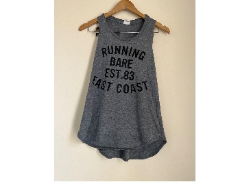 RUNNING BARE Ladies Grey Tank Active Wear Size 8 Cotton Blend