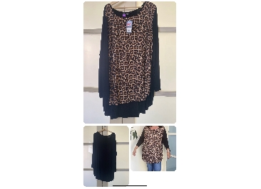 SARA Brand My Size Long Sleeve Animal Print Woven Tee Scoop Neck Sz24 Plus Size