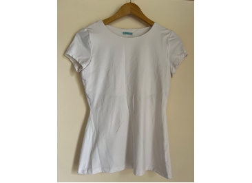 KOOKAI White Classic Scoop Fitted Top Nylon Elastane Blend Size 2