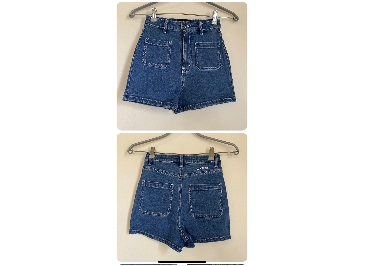 MINK PINK High Waist Dual Pocket Mom Denim Shorts Size XS Cotton Elastane Blend