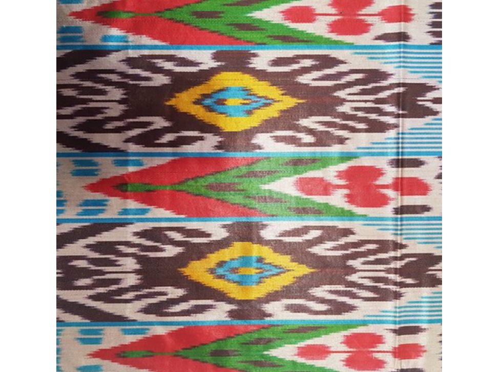 Lampshade handmade with Uzbek handwoven silk satin ikat