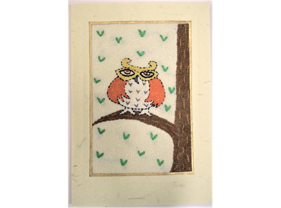 Embroidered Greeting Card - Wise owl