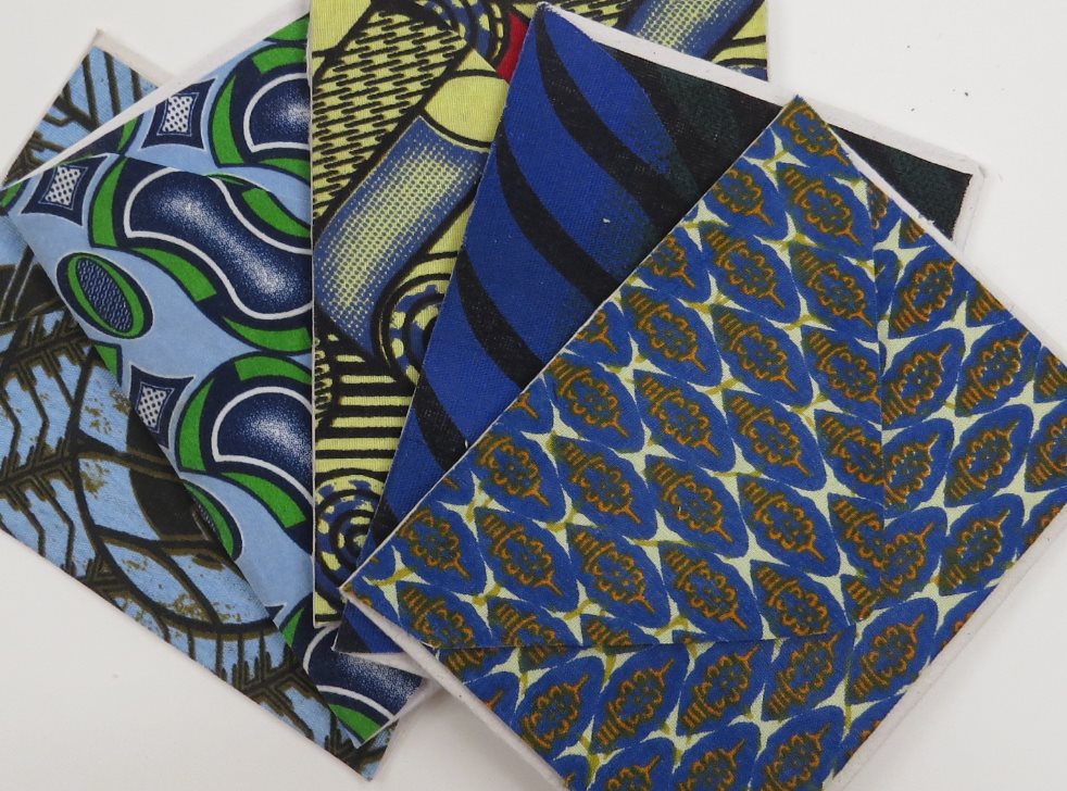 African Fabric Greeting Cards - Pack of 5 mixed cards in blues