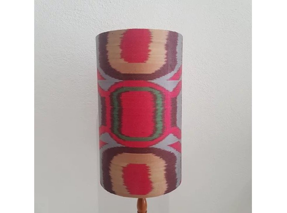 Lampshade handmade with Uzbek handwoven ikat fabric