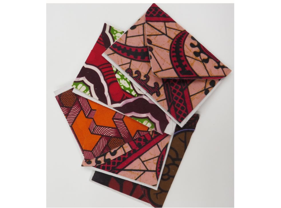 African Fabric Greeting Cards - Pack of 5 mixed cards in reds