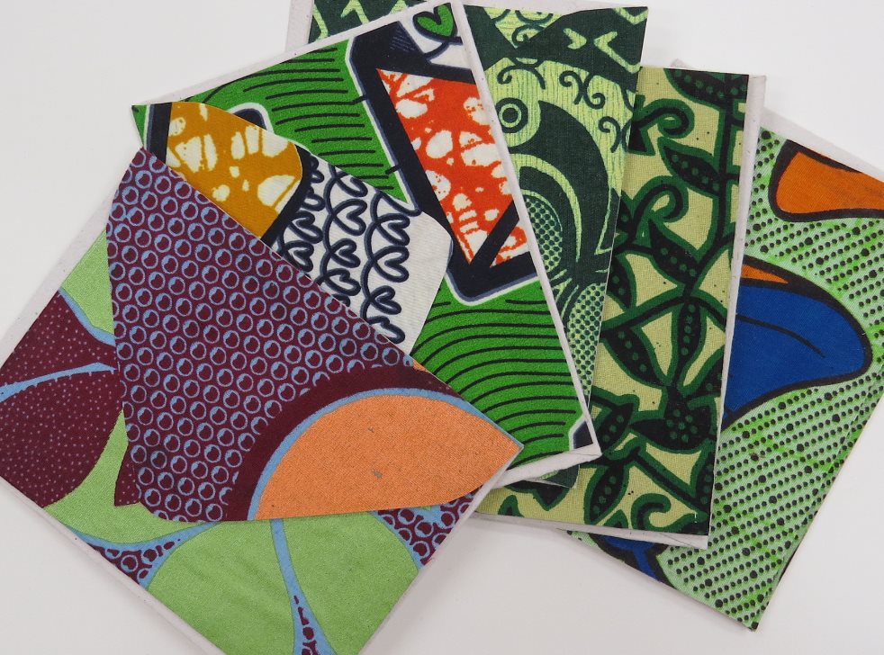 African Fabric Greeting Cards - Pack of 5 mixed cards  1