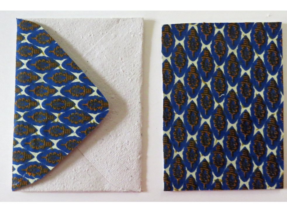 African Fabric Greeting Card - Blue Shield