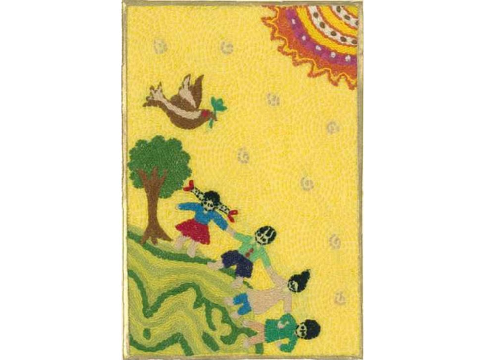 Embroidered Greeting Card - Children at Play