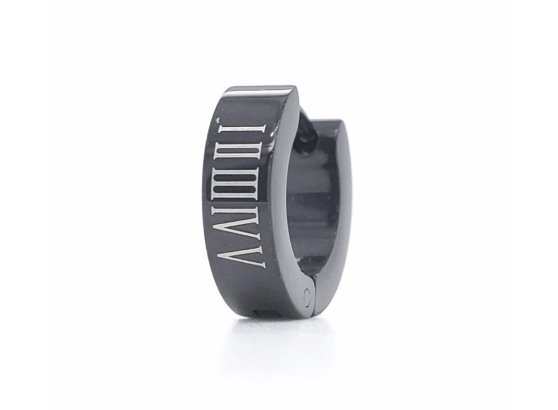 Stainless Steel Roman Numerals Single Earring Black