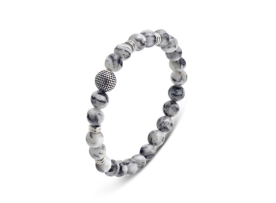 Jasper and Stainless Steel Beads Bracelet