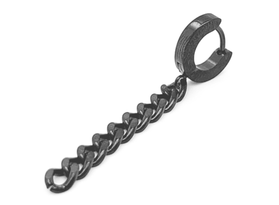 Black Stainless Steel Single Drop Chain Earring