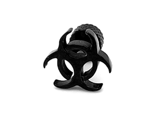 Biohazard Sign Stainless Steel Single Earring Black