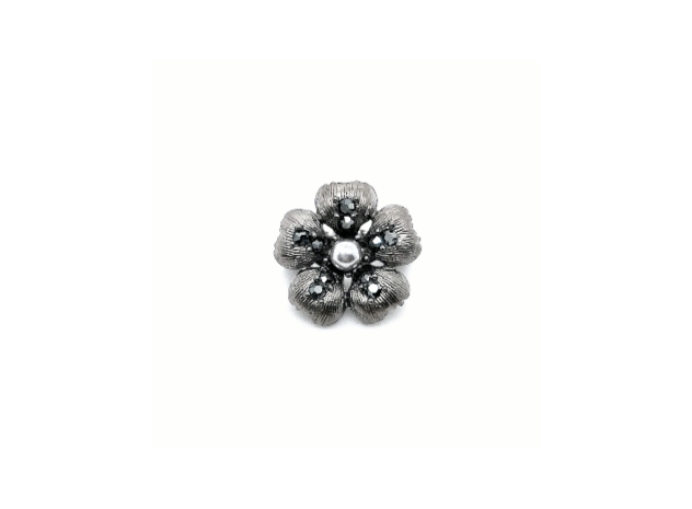 Faux Pearl Flower Small Support Brooch Black