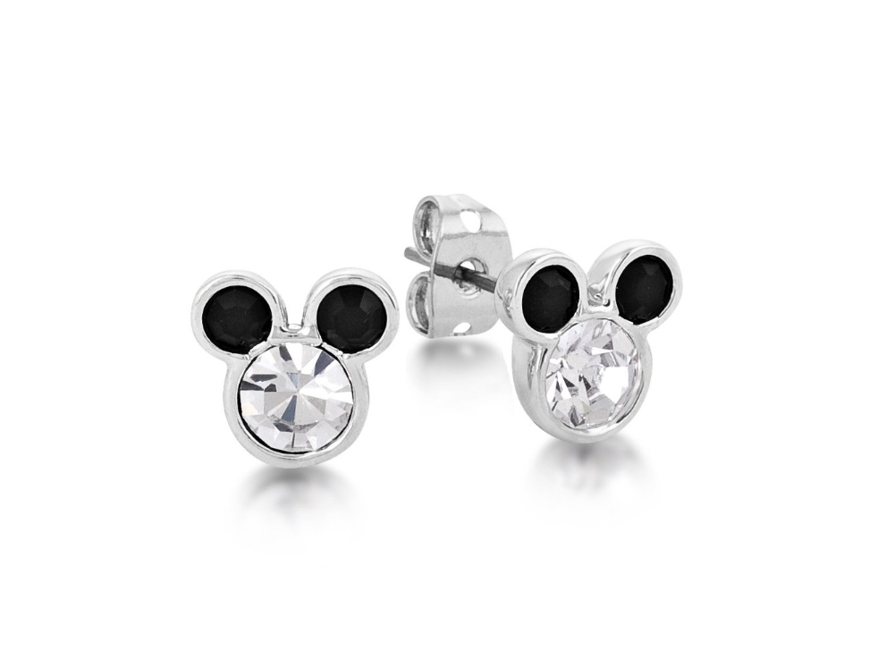 DISNEY Mickey Mouse Crystal Stud Earrings Black Ear
