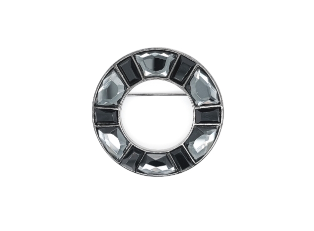 Doughnut Shape Crystal Brooch Black