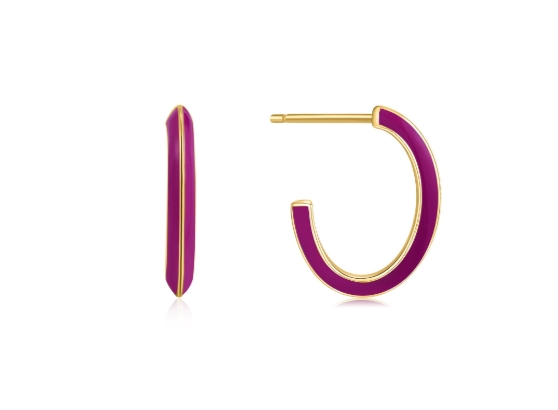 ANIA HAIE Berry Enamel Thick Gold Hoop Earrings