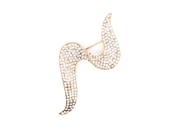 Crystal Wave Brooch Yellow Gold