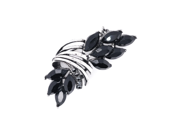 Black Colour Boat Crystal Brooch