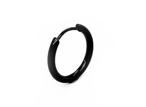 15 mm diameter Stainless Steel Hoop Single Earring Black