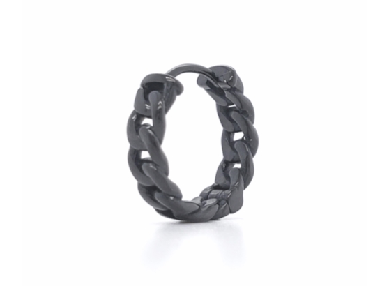 Stainless Steel Cuban Chain Single Earring Black