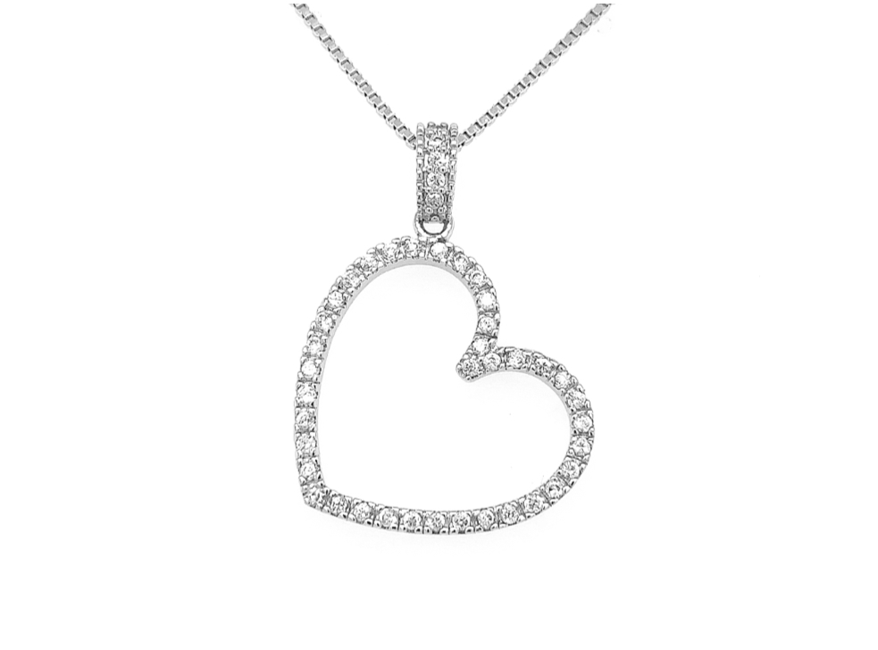 Open Love Heart Silver Necklace