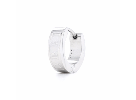 Stainless Steel Roman Numerals Single Earring
