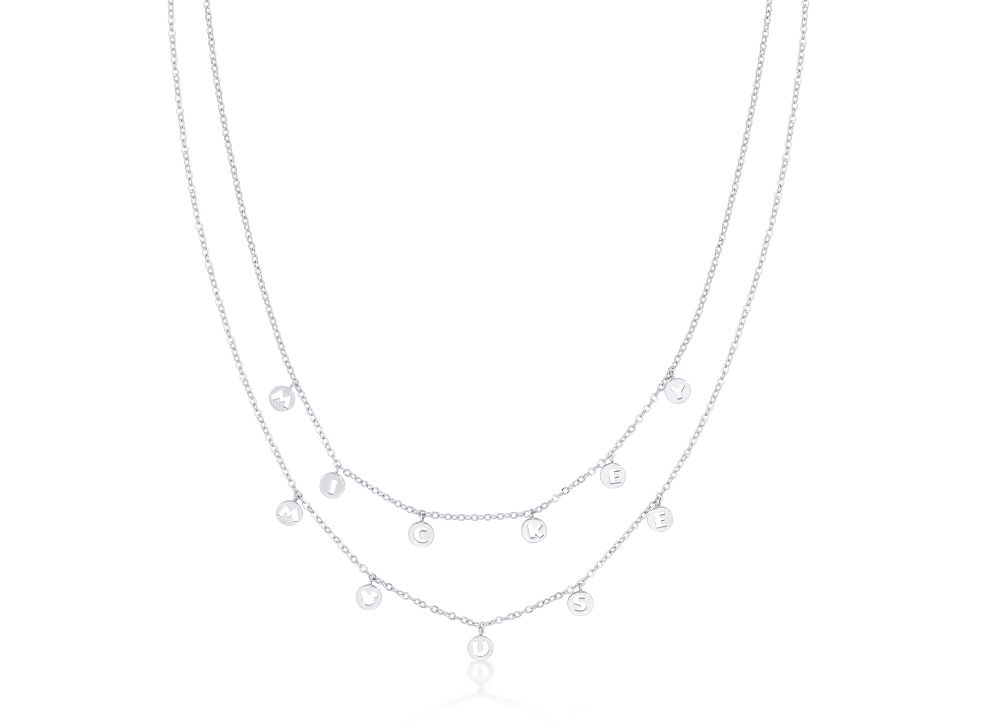 DISNEY Mickey Mouse Charm Necklace White Gold