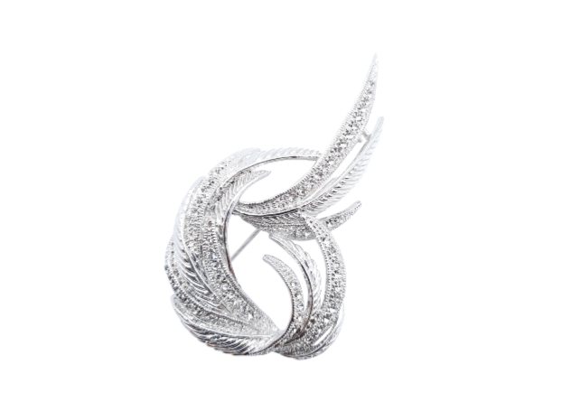 Feather Crystal Brooch