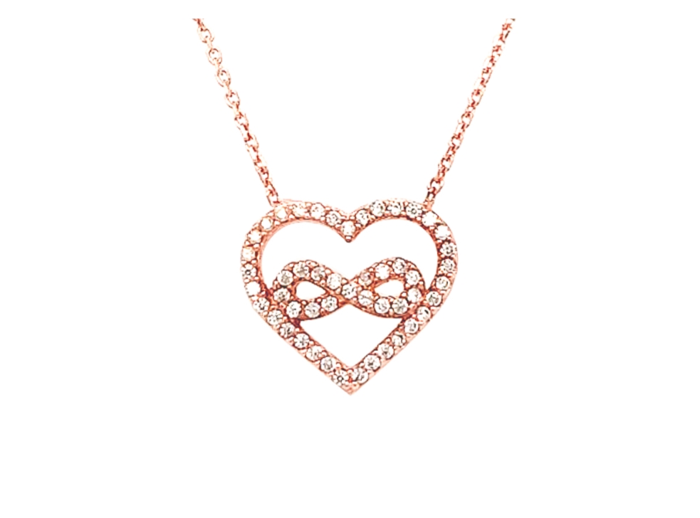 Infinity Love Heart Silver Necklace Rose Gold