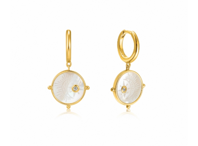 ANIA HAIE Moon Emblem Gold Huggie Hoop Earrings