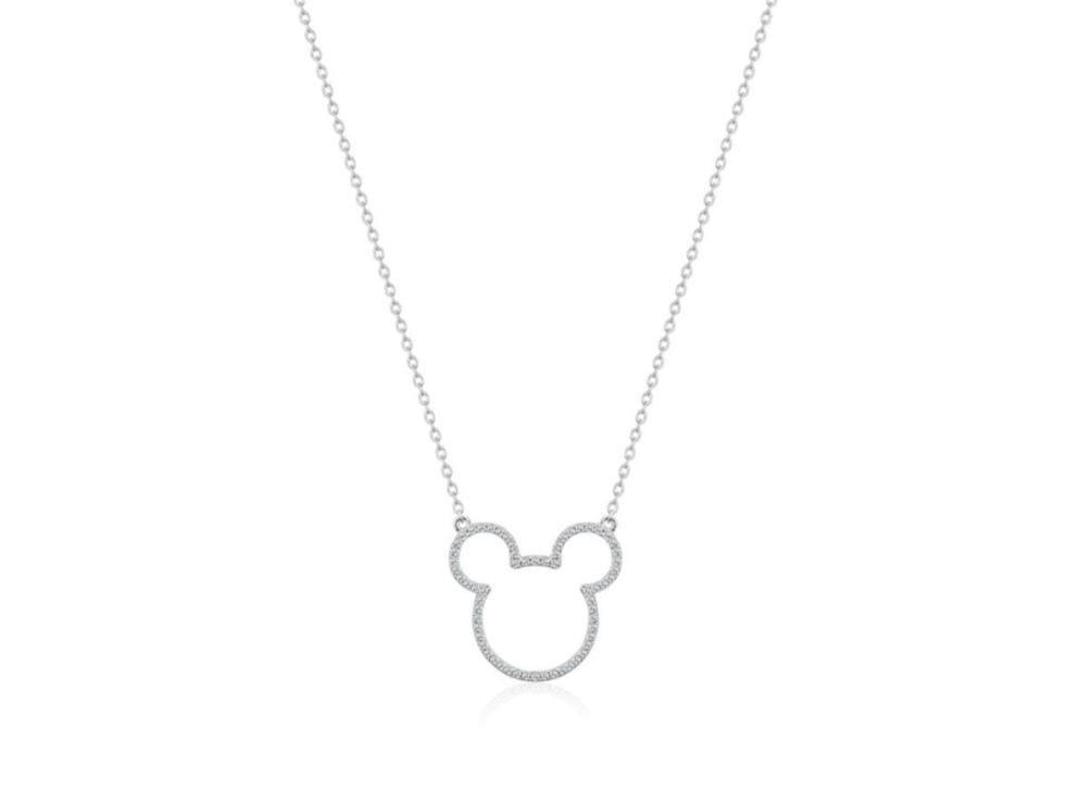 DISNEY Mickey Crystal Outline Sterling Silver Necklace