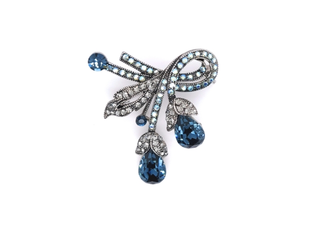 Crystal Bouquet Brooch Blue