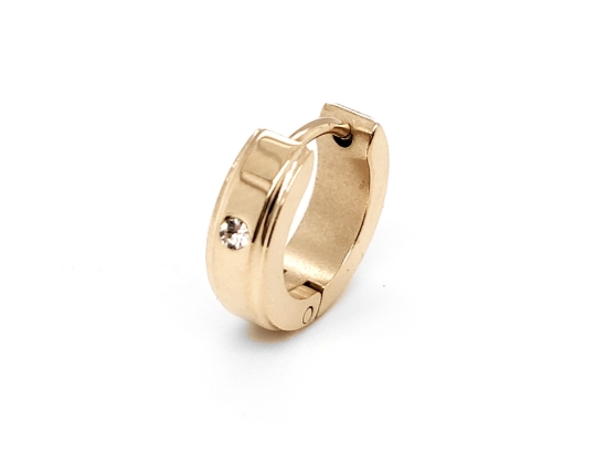 Stainless Steel Single Crystal Hoop Yellow Gold