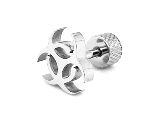 Biohazard Sign Stainless Steel Single Earring