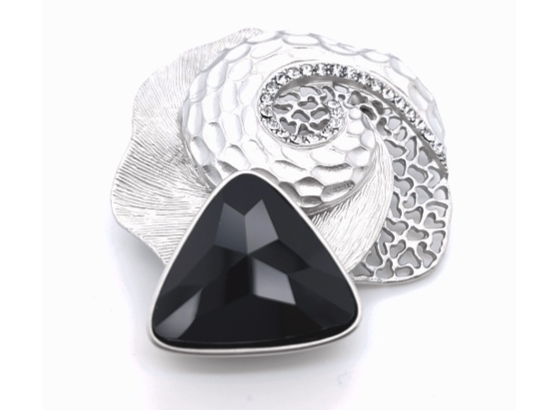 Black Triangle Crystal Brooch