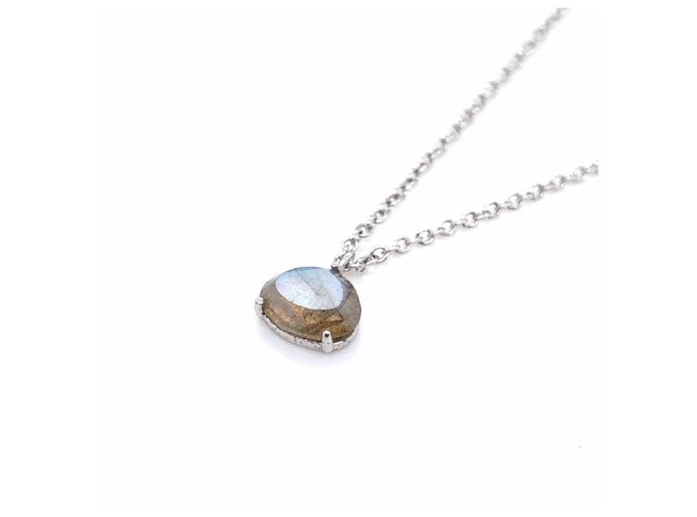 Small Labradorite Silver Necklace