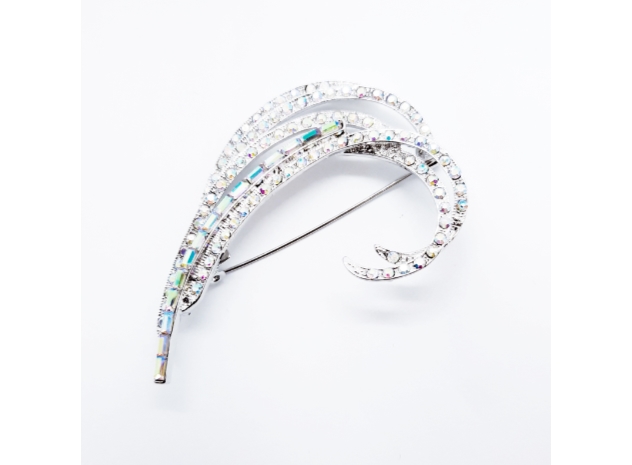 AB Crystal Brooch White Gold