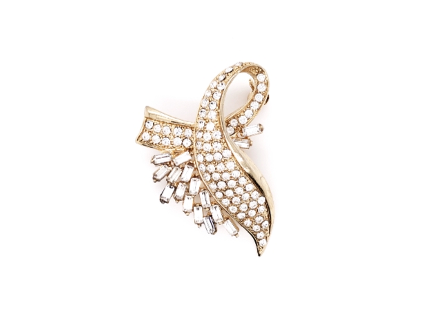 Baguette Crystal Brooch Yellow Gold