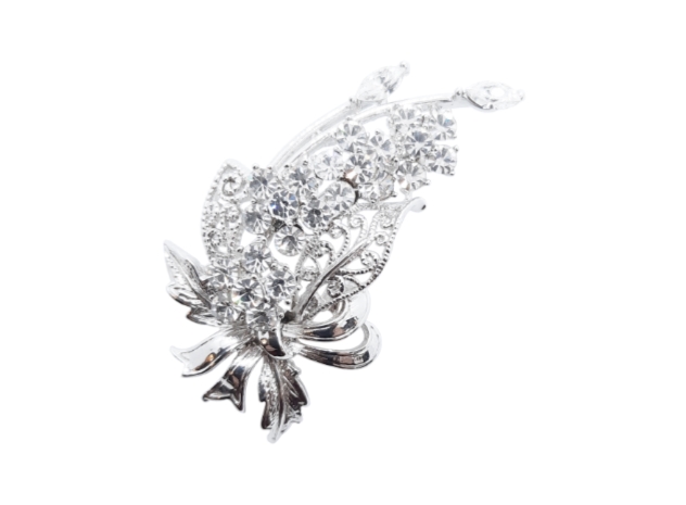 Crystal Bouquet Brooch White Gold