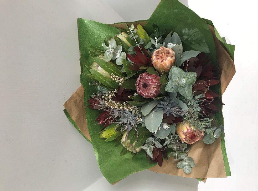 Hand tied bouqet of local seasonal natives and foliage Grand