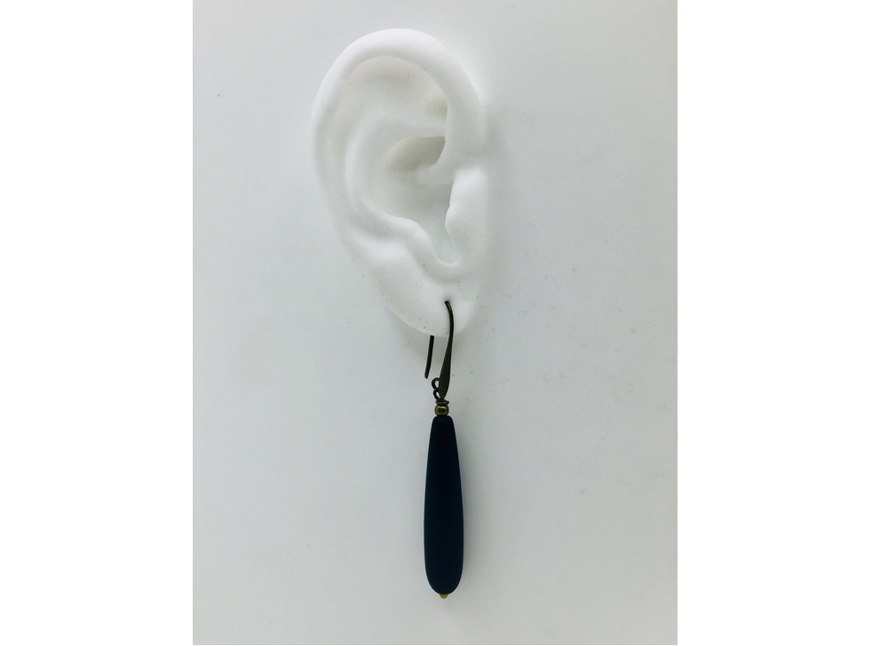 Beautiful 1920's inspired Black Czech glass drop bead earrings. 